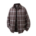 thumbnail image 7 of Men's Vintage Casual Check Button Lapel Long Sleeve Shirt Tops Button Up Plaid Flannel Loose Fit Business Casual Work Office Modern Fashion Essential | AESTIVO,Black L, 7 of 7