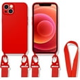 thumbnail image 1 of HAHDAXIA Crossbody Lanyard Case Compatible with iPhone\u200212 Pro, Lens Protection Soft Silicone Shockproof Protector Case with Adjustable Shoulder Strap Removable Neck Strap (Red, iPhone 12, 1 of 7