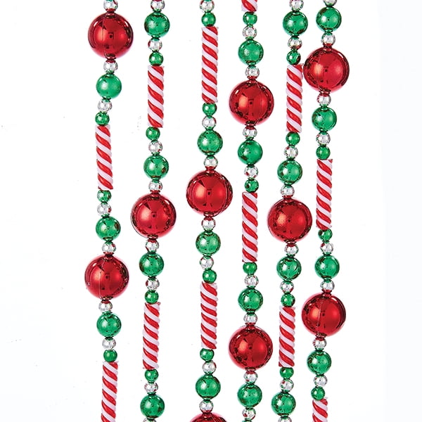 Kurt Adler Red White Blue 6' Candy Christmas Garland with Pom Pom Set of 2 