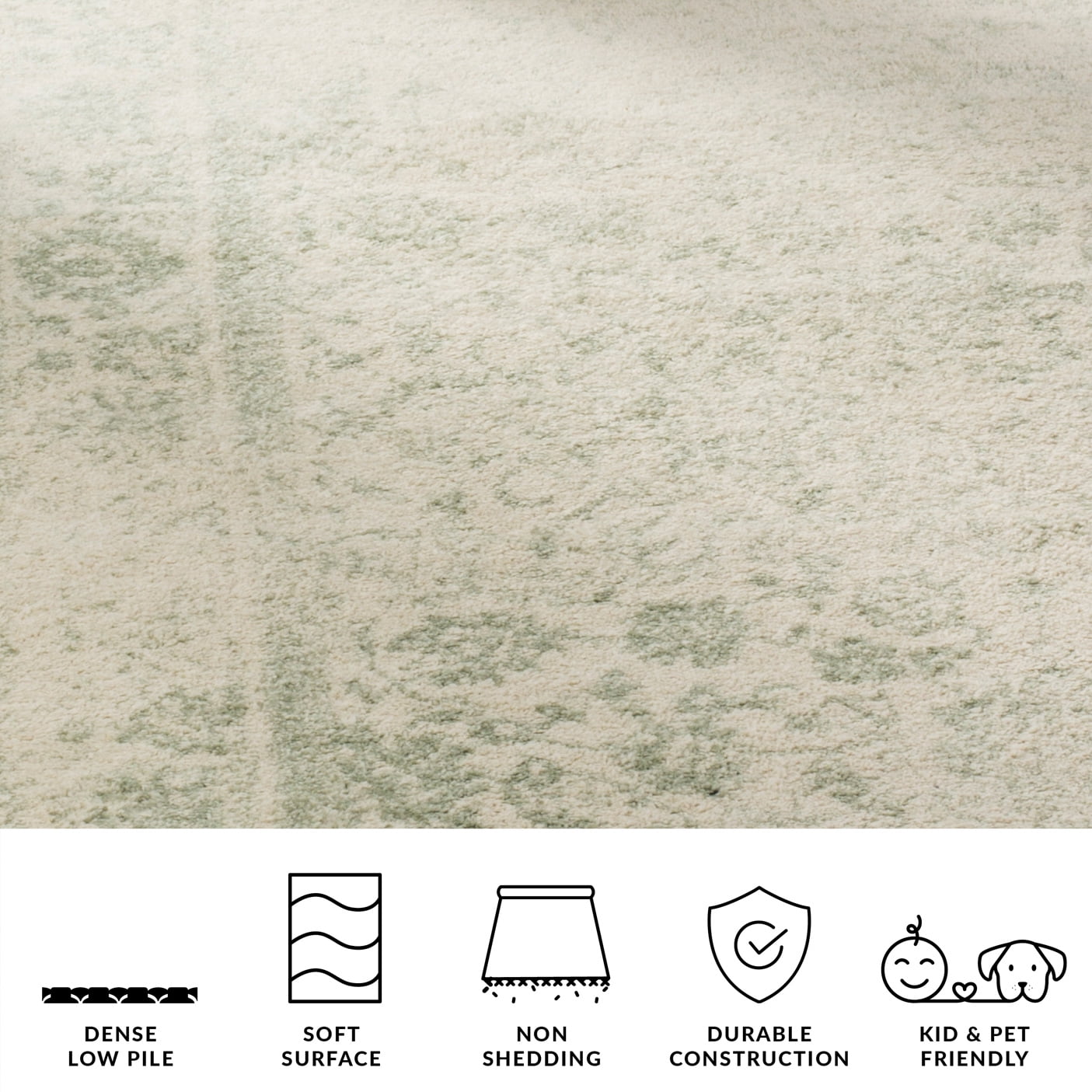 SAFAVIEH Adirondack Wyatt Traditional Distressed Area Rug, Ivory/Sage, 6' x 6' Square - Transitional Modern Design, Ivory & Sage, Ideal for Living Room, Bedroom, Dining Space
