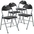 thumbnail image 3 of Emma + Oliver 4 Pack Black Vinyl Padded Metal Folding Chair Home Office, 3 of 15