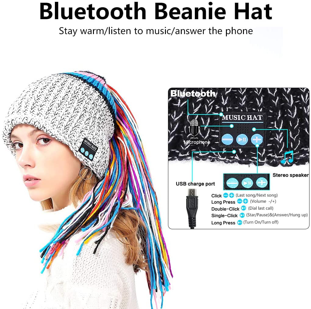 Sunnywoo Bluetooth Beanie Hat Unisex Headset Musical Cap for Outdoor Sports Wireless Smart Headphone Premium Knit Cap with Speaker & Mic 