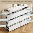 thumbnail image 3 of LLUMAMIN 6 Drawer Dresser, Modern Wood Chest of Drawers with Concealed Handles, TV Stand Large Storage Organizer for Bedroom, Living Room, White, 47.2" L x 15.8" W x 30.9" H, 3 of 11