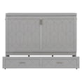 thumbnail image 6 of Queen Size Murphy Bed with drawer & USB Ports,Folding Storage Wall Bed Furniture for Bedroom,Office,Guest Room, Gray, 6 of 7