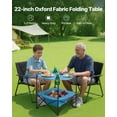 thumbnail image 2 of VEVOR Folding Camping Table, Portable Outdoor Lightweight Picnic Table, 600D Oxford Fabric Waterproof Canvas Travel Beach Tables,with 4Cup Holders,Carry Bag,for Tailgating Camping Picnic,Blue, 2 of 9