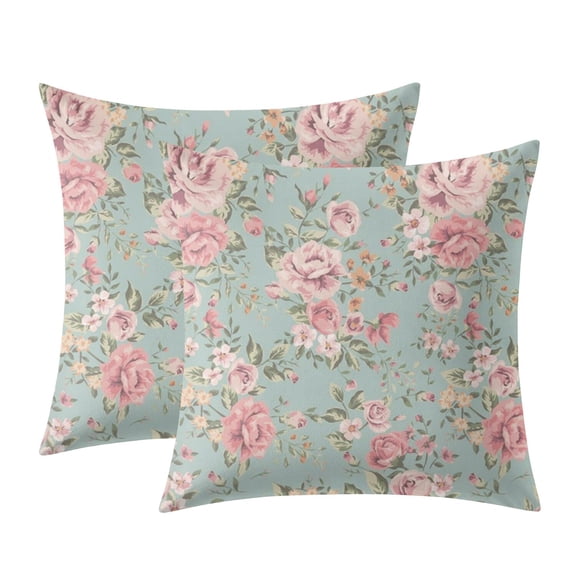 Peach Skin Velvet Floral Rose Throw Pillow Covers for Decorative Couch Pillows for Living Room,Boho Cute Outdoor Pillows Covers for Patio Garden 18x18 Inches