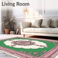thumbnail image 2 of ODIKA 4'x6' Machine Washable Non-Slip Area Rug, Medallion Ornate Decorative Accent High Traffic Rug with Pad, Pink, 730925, 2 of 8