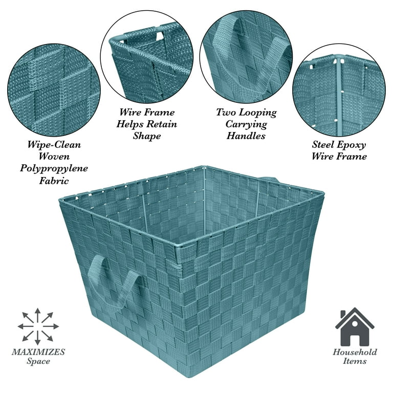 Simplify Large Woven Fabric Storage Basket in Sapphire - Walmart.com