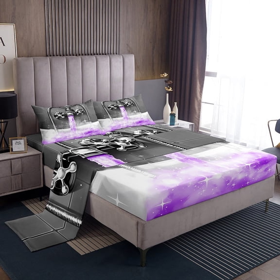 Erosebridal Glitter Showerhead Sheet Set Twin,Dreamy Princess Bedding Sets Twin Size,Purple Grey Twin Sheet Sets,Lightweight Bling Bedroom Decoration,3pcs