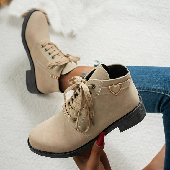 Tawop Womans Boots Mid-Calf Chunky Low Heel Buckle Thick Sole Fall Boots