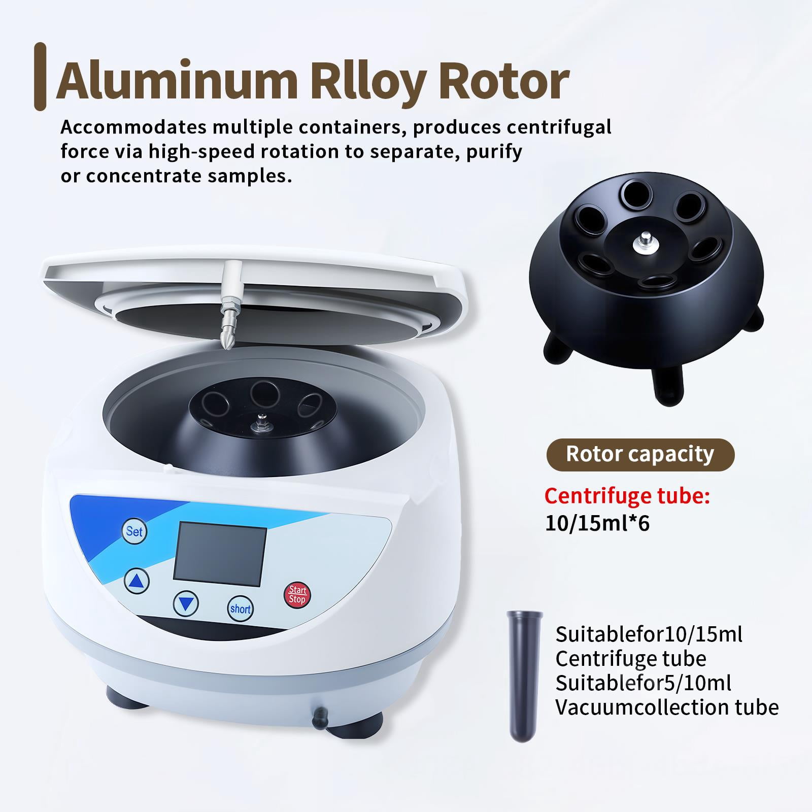 Tanfengu 6-tube 6x15ml Laboratory Centrifuge, 0-99min Timed Variable Speed Centrifugal Unit, 110v 5000rpm Mini Sample Extractor for School Research Lab