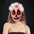 thumbnail image 3 of Biezeib Halloween Dead Bride Facewear Realistic Bloody Headwear with Floral Veil for Role-Playing Party Masquerade Costume Prop, 3 of 6