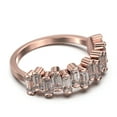 thumbnail image 3 of Alternating Wave of Baguette Diamond Moissanite Wedding Ring 18K Rose Gold Over Silver, 3 of 4