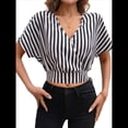 thumbnail image 1 of Camisas Informales Elegantes para Mujer, Blusas de Trabajo de Corta con Cuello en V, Blusas Informales de Negocios de Verano 2025 Negro M, 1 of 10