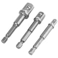 thumbnail image 2 of Juego de adaptadores de enchufe de grado de impacto - 3 piezas de vástago hexagonal de 1/4 "a adaptador cuadrado de 1/4" 3/8 "1/2" para llave de vaso de taladro eléctrico Herramienta de reparación ide, 2 of 9
