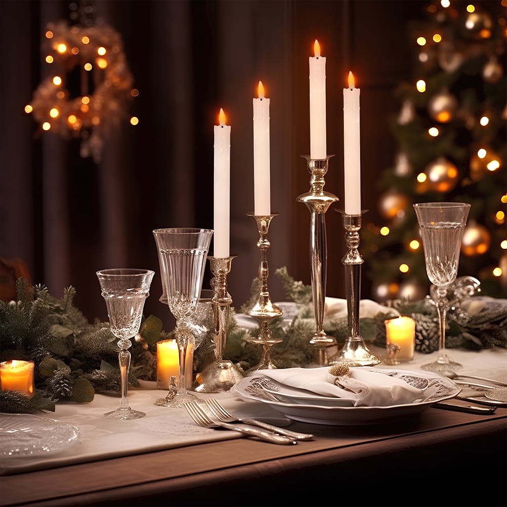 Flickering Ivory Flameless LED Battery Operated 6 Pack ,Taper Plastic Candles 3D Wick Lights Dropping Tear with Remote Control with Timer for Home Decor ,Halloween ,Christmas ,Wedding ,Banquet