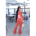 thumbnail image 4 of Aomice Women's 2 Piece Tracksuit Set Zip Up Jacket Flare Leg Pants | Color Block Matching Set with Zip Up Jacket and High Waist Flare Pants for Casual, Travel and Everyday Wear-Red Pink-2XL, 4 of 9