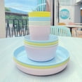 thumbnail image 2 of 12 Piece Plastic Dinnerware Set, Reusable BPA Free 4 Cups, 4 Bowls and 4 Plates Suitable for Toddlers, Kids, Children, P, 2 of 9