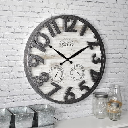 FirsTime & Co.® Shiplap Outdoor Wall Clock