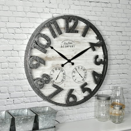 FirsTime & Co Shiplap Outdoor Wall Clock