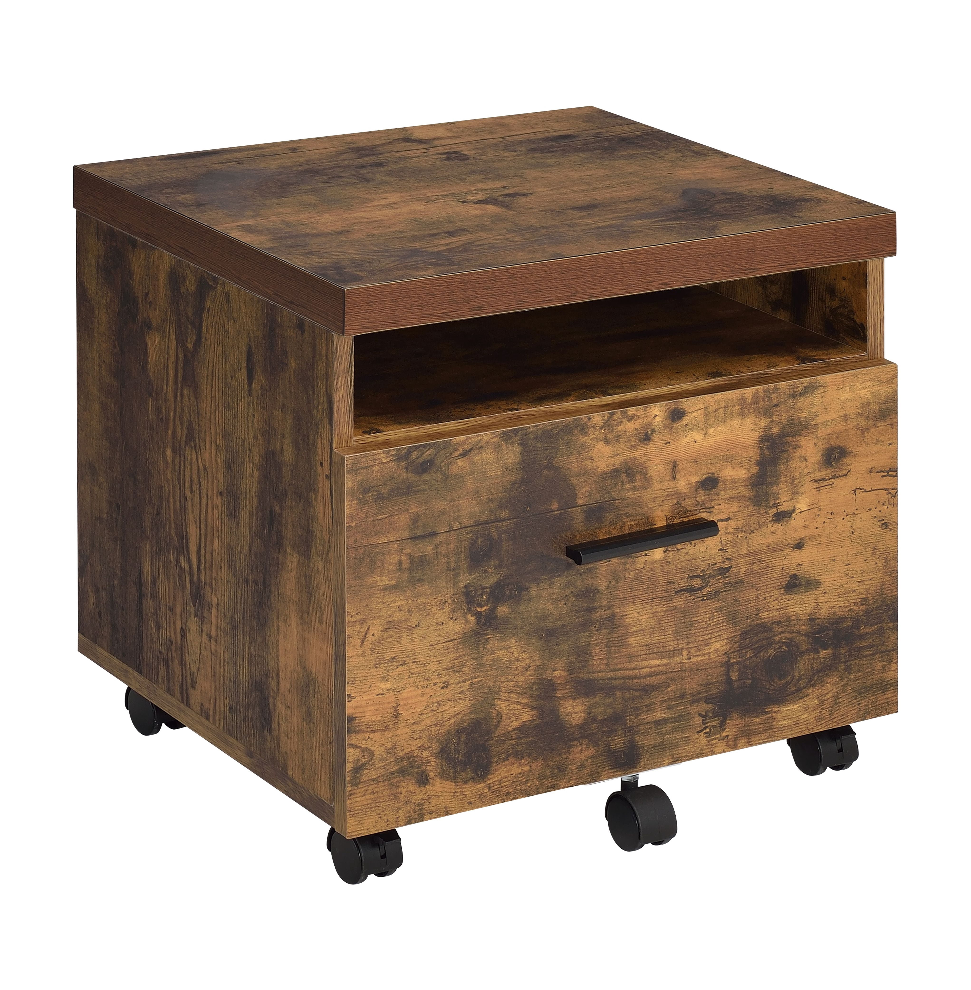 File Cabinet, Oak & Black Finish