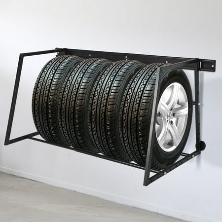Gymax Multi Tire Rack Storage Adjustable Steel Wall Mount Tire