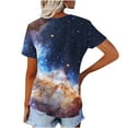thumbnail image 5 of Fesfesfes Women Tops Women's Fashion Casual Print Astral V-neck Short Sleeve T-shirt Fitted Shirts for Women M(US:6), 5 of 5