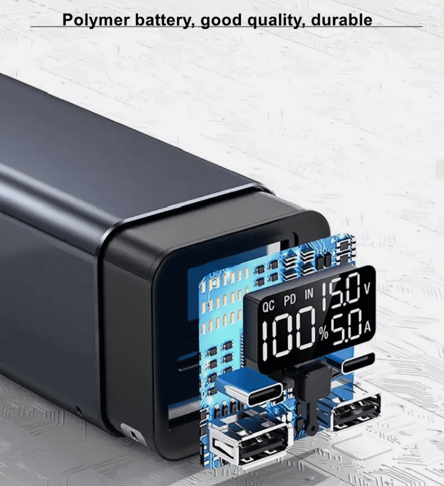 DOEL Power Bank,100W 20000Mah Portable Charger with PD Fast Charging 4-Output and digital display, Laptop Battery Pack for Macbook, iphone,ipad,Samsung,Steam Deck (Black)