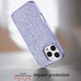 thumbnail image 2 of For iPhone 16 Pro Max 6.9 Crystal Glass Diamond with Metallic Buttons and Edges Hybrid Case - Dark Purple, 2 of 3