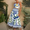 thumbnail image 2 of Unir Women’S Tropical Parrot Print 2-Piece Matching Set, Sleeveless Square Neck Crop Top With High Waist Flowy Maxi Skirt, Smooth Lightweight Polyester Fabric, 2pcs, Sizes S To XXL, 2 of 5
