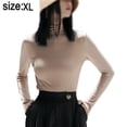 thumbnail image 2 of Camisas de manga larga con cuello alto para mujer, ajustadas, informales, con capas, 2 of 5