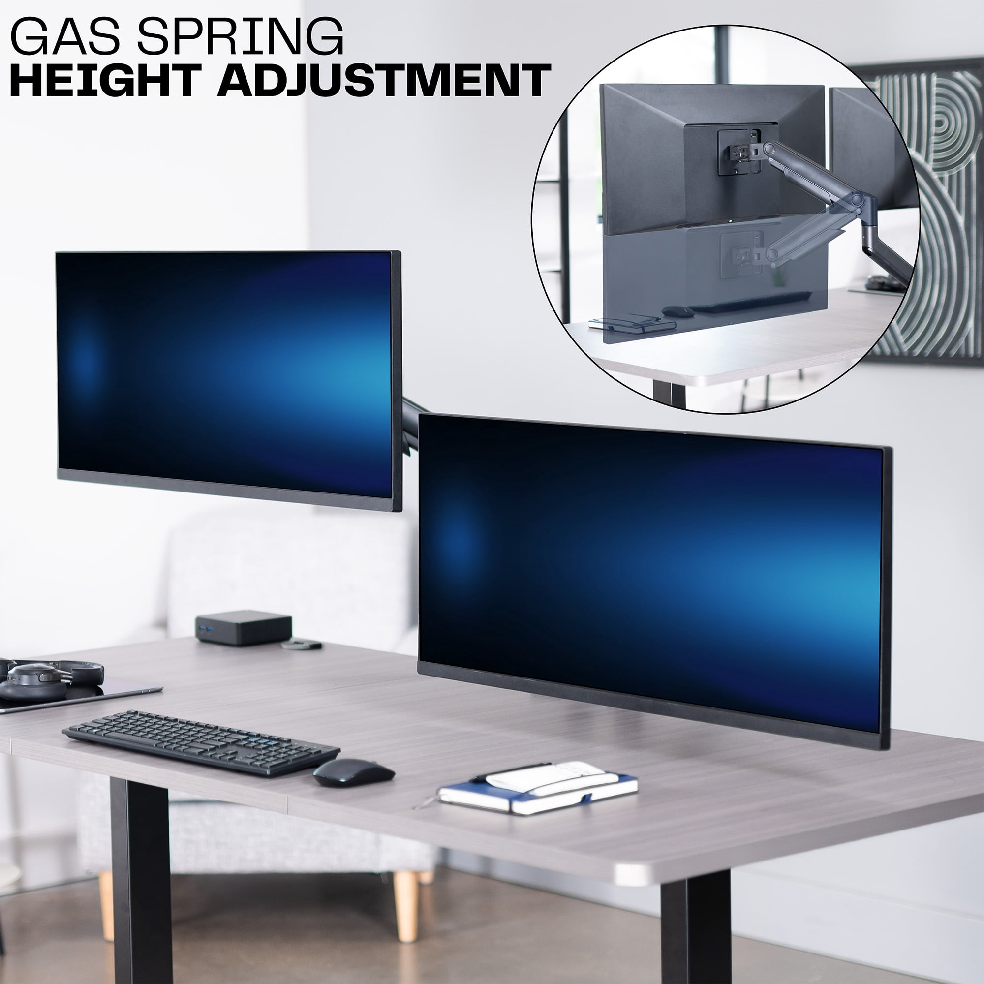 VIVO Tension Spring Dual Ultra Wide Monitor Mount, Up to 45" Computer Screens