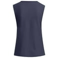 thumbnail image 4 of WIZUTIZ T Shirts for Women Holiday Saving Cotton Linen Tshirt Short Sleeve Plus Size Cotton Blend Solid Blouse Cotton Soft V-Neck Tee Oversize Athletic Tshirts Work Out Fashion Ladies T-shirt Navy, 4 of 4