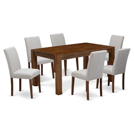 Pemberly Row 7-Piece Dining Set with Upholstered Chairs in Antique Walnut