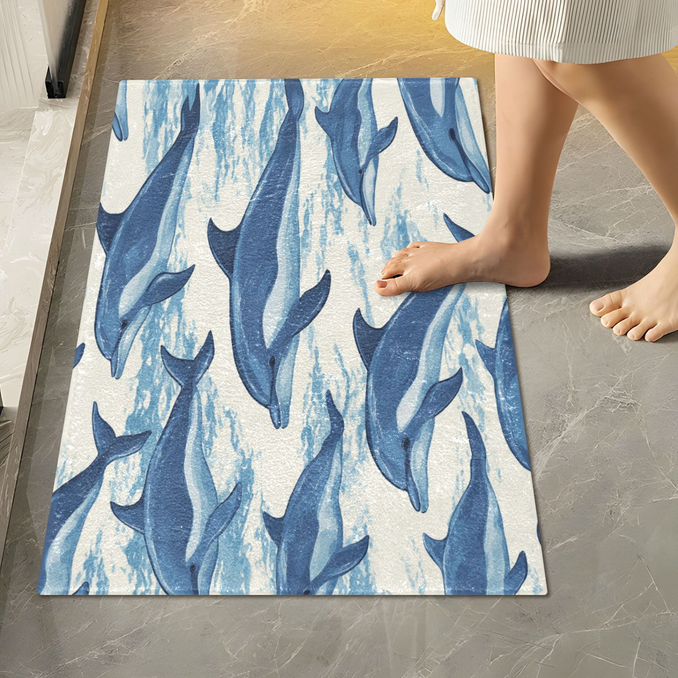 RMDQTR 2PCs Bathroom Rugs Set Plush Toilet Base Mat 16" × 24" Bath Mat and 20" × 24" U Shape Soft Rugs Non Slip Absorbent
