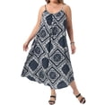 thumbnail image 4 of Agnes Orinda Women's Plus Size Dresses Spaghetti Straps Spring Summer Beach Boho Long Dresses 4X Dark Blue, 4 of 7