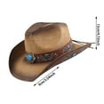 thumbnail image 2 of TYGHBN Summer Straw Cowboy Hat for Men Women Vintage Rolled Brim Sun Wide Brimmed Beach Outdoor Casual Western Style Hat Cowboy Hat for Men Hat Mens Cowboy Hat Men Cowboy Hat Boy Dress up Hats for, 2 of 5