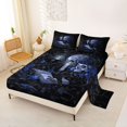 thumbnail image 2 of Homewish Goth Skull Skeleton Queen Sheets,Halloween Queen Sheet Sets,Romantic Navy Floral Bed Set,4pcs,1 Flat Sheet, 1 Fitted Sheet and 2 Pillowcases, 2 of 6