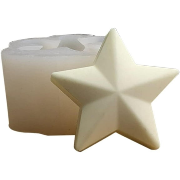 3D Five Pointed Star Candle Mold Silicone Molds for DIY Handmade Star Baking Cake Star Candle Making Molds Tool