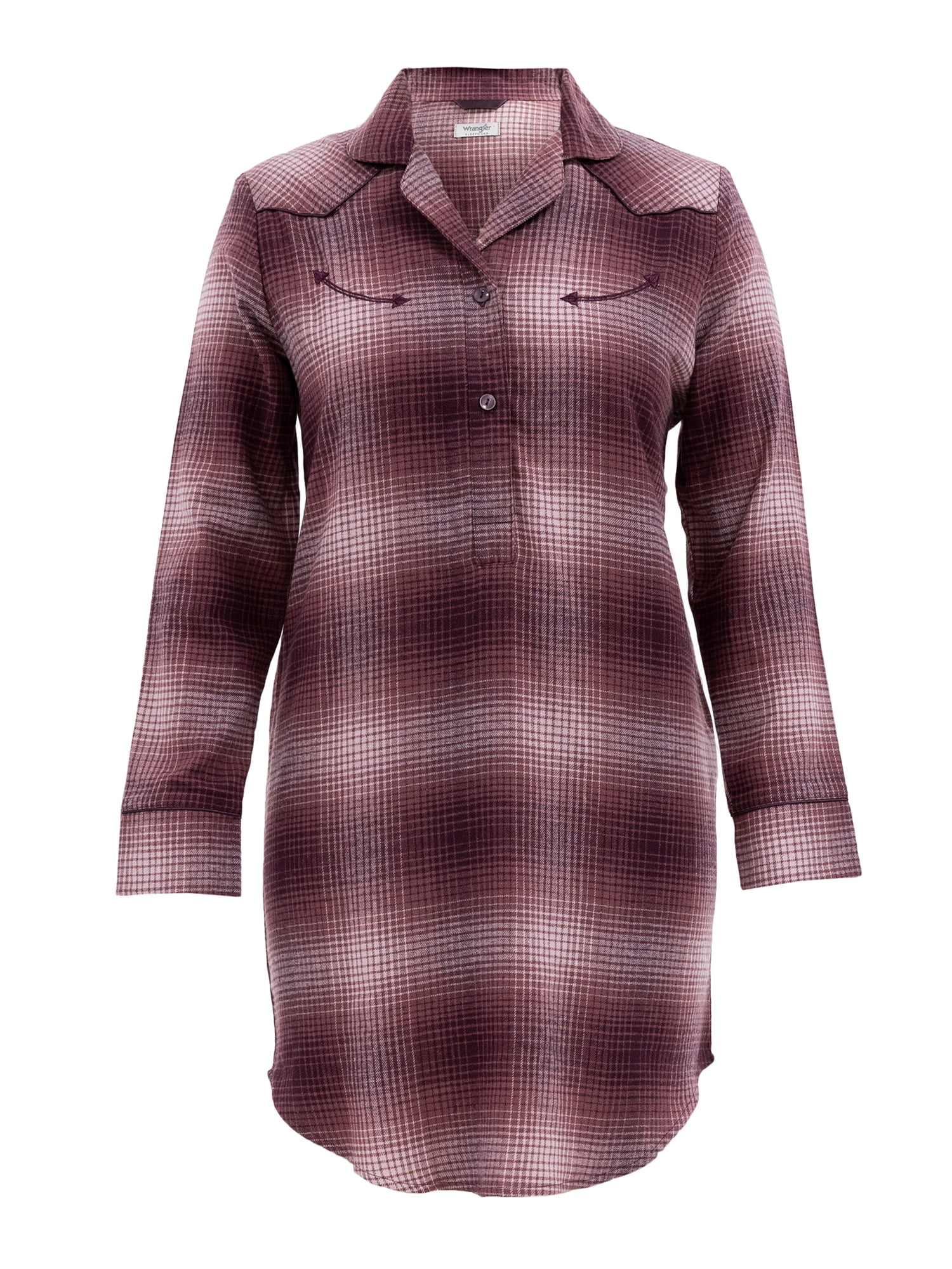 Wrangler Women's Long Sleeve Flannel Pajama Sleepshirt, Sizes S-4X