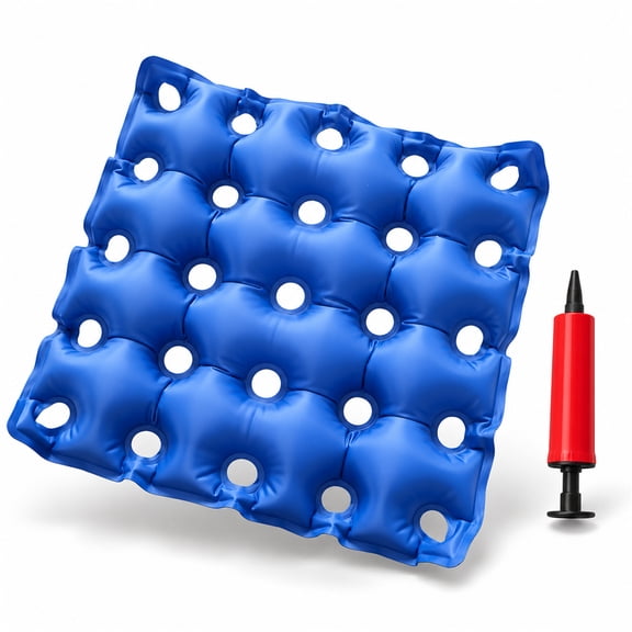 NOGIS Air Inflatable Seat Cushion Blue Makes Any Seat Comfortable, Unique Adjustable Firmness & Easy Inflation for Travel, Pressure Point Pain Relief for Wheelchair Car Office