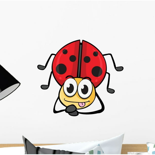Ladybug Wall Decal by Wallmonkeys Peel and Stick Graphic (12 in W x 11