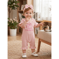 thumbnail image 4 of BemeyourBBs Preemie Baby Girl Summer Clothes Baby Girl Newborn Hospital Going Home Outfits Waffled Romper I'm New Here Letter Bow Embroidery Short Sleeve Jumpsuit and Headband Set, 4 of 9