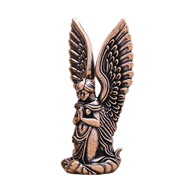 Figura de ángel rezando, adorno creativo, artesanía decorativa, escultura de latón, estatua de de ángel para estantería, dormitorio y casa.