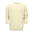 thumbnail image 3 of Mens Sweaters Knit Tops Blouse Men Classic V-Neck Long Sleeve Cable Thickened Thermal Knit Pullover Fall Winter Base Sweater, 3 of 9