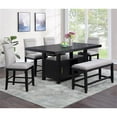 thumbnail image 3 of Pemberly Row Transitional Rubbed Charcoal Wood Counter Bench, 3 of 6