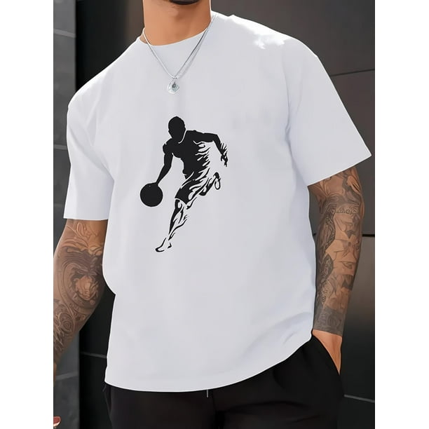 Camiseta informal con estampado de baloncesto para hombre. Algodón transpirable, cuello redondo y manga corta. Ideal para uso informal. Para adultos, hombres, mujeres, adolescentes, jóvenes y ocio.