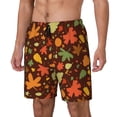 thumbnail image 2 of Haiem Autumn Leaves Mens Swim Trunks with Compression Liner 2 in 1 Swimming Shorts Stretch Swimwear Quick Dry,Board Shorts-Large, 2 of 9