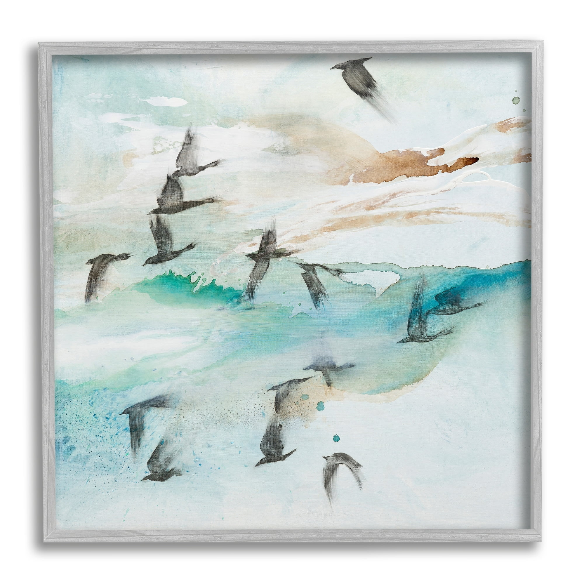 Stupell Industries Contemporary Bird Wings Flapping Speckled Watercolor Detail Painting Gray Framed Art Print Wall Art, Design by Tara Leaver