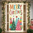 thumbnail image 3 of Colorful Design Christmas Banner Festive Xmas Display Christmas Tree Pattern Star Decor Holiday Background for Christmas Party Holiday Celebration Indoor Decoration, 3 of 9